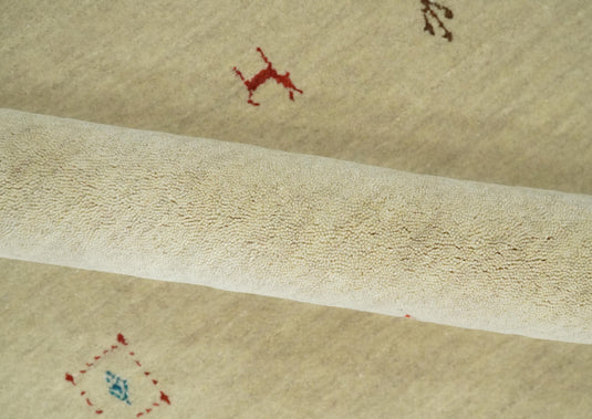 Hand Woven Beige, Ivory and Rust striped Wool southwestern Lori area rug, 6x8 |KNT30