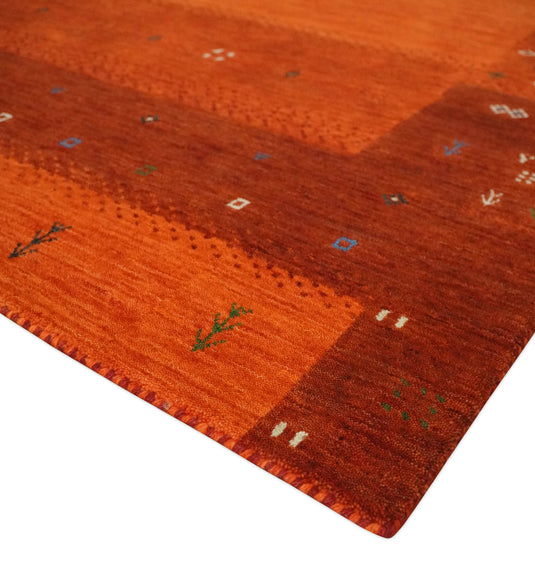 Hand Woven Red and Rust Wool southwestern Lori area rug, 5x8 |KNT34