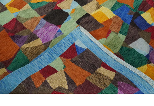 Hand Woven Multicolored abstract design Wool southwestern area rug, 5x7  |KNT35