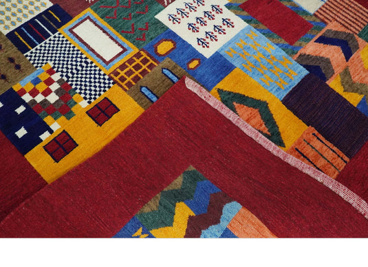Hand Woven Multicolor Shapes Abstract Wool Southwestern Lori Gabbeh Rug| KNT36