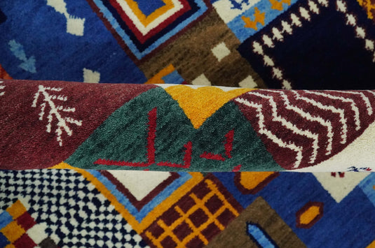 Hand Woven Multicolor Shapes Abstract Wool Southwestern Lori Gabbeh Rug| KNT36