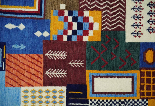 Hand Woven Multicolor Shapes Abstract Wool Southwestern Lori Gabbeh Rug| KNT36