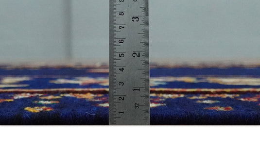 Hand Woven Navy Blue Indian wedding design Antique Wool area rug, 5x7 |KNT40