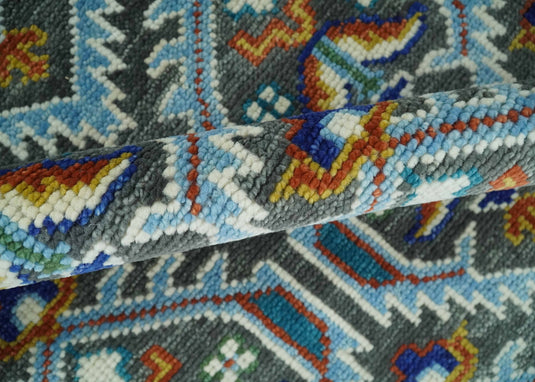 Antique Wool Charcoal, Blue and Ivory Hand Knotted 6x9, 8x10, 9x12 and 10x14 Vintage Persian Rug, Bedroom, Living Room Rug - CP948