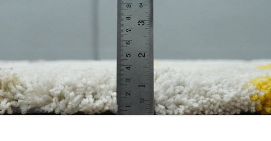 Hand Woven Soft Ivory with Multicolored Stripes Plush 3x5, 4x6 and 5x7 Shaggy Area Rug | SHAG5