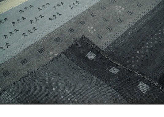 Hand Knotted modern Black, Charcoal, silver Lori Gabbeh Traditional Antique Southwestern rug, 6X8