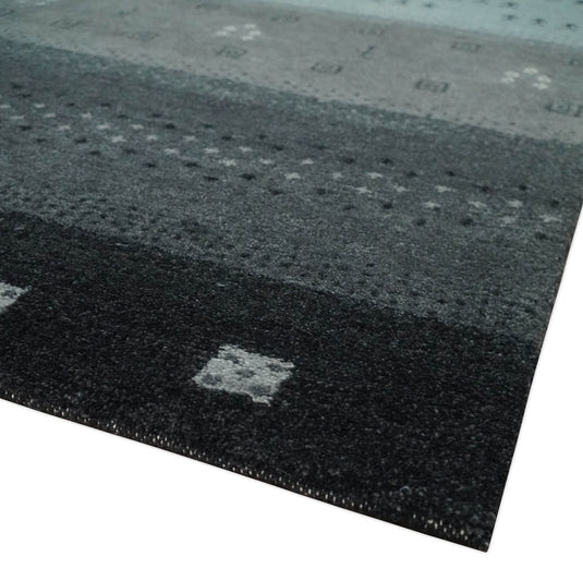 Hand Knotted modern Black, Charcoal, silver Lori Gabbeh Traditional Antique Southwestern rug, 6X8