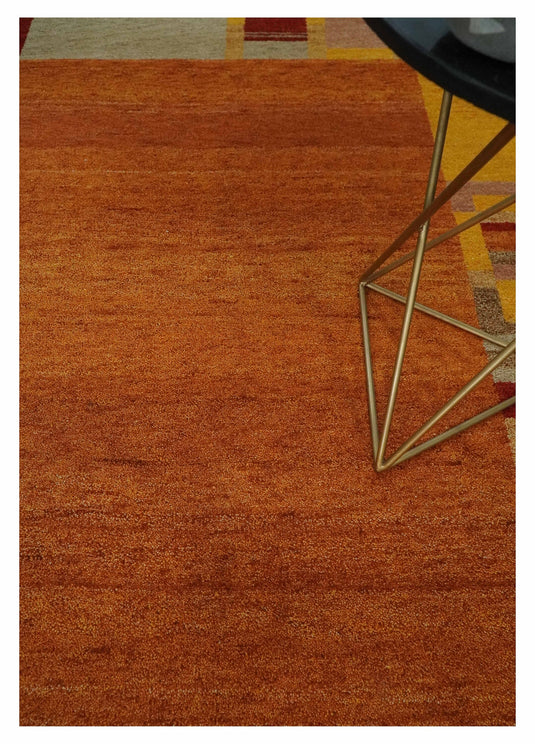 Hand Knotted Rust, Beige and Yellow Gabbeh Traditional Antique Southwestern rug, 6X8