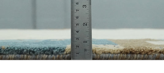 Hand Knotted Ivory with multicolored stripes Gabbeh Traditional Antique Southwestern rug, 6X8