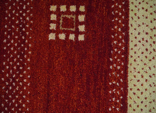 Hand Knotted modern Beige, Maroon and Brown Lori Gabbeh Traditional Antique Southwestern rug, 6X8 |