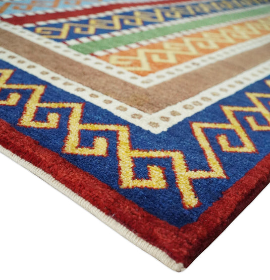 Hand Woven Multicolored stripe Wool southwestern Gabbeh area rug