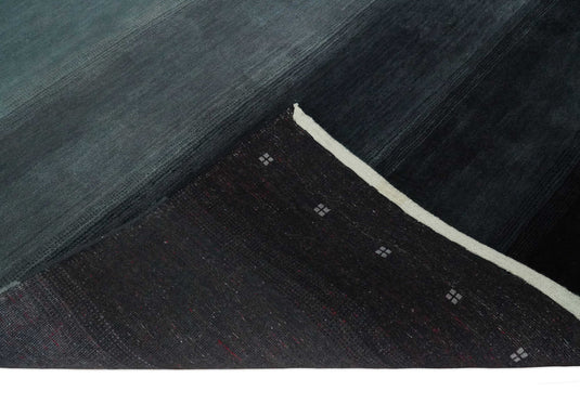 Hand Woven Ombre Black, Charcoal and Grey Striped southwestern Lori Gabbeh area rug, 5x7