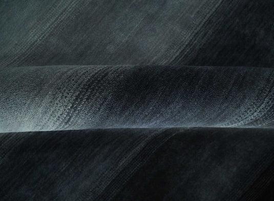 Hand Woven Ombre Black, Charcoal and Grey Striped southwestern Lori Gabbeh area rug, 5x7