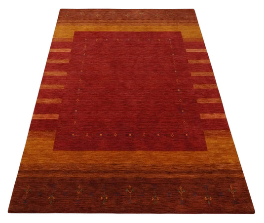 Hand Woven Red, Gold and Brown Wool southwestern Lori area rug, 6x8