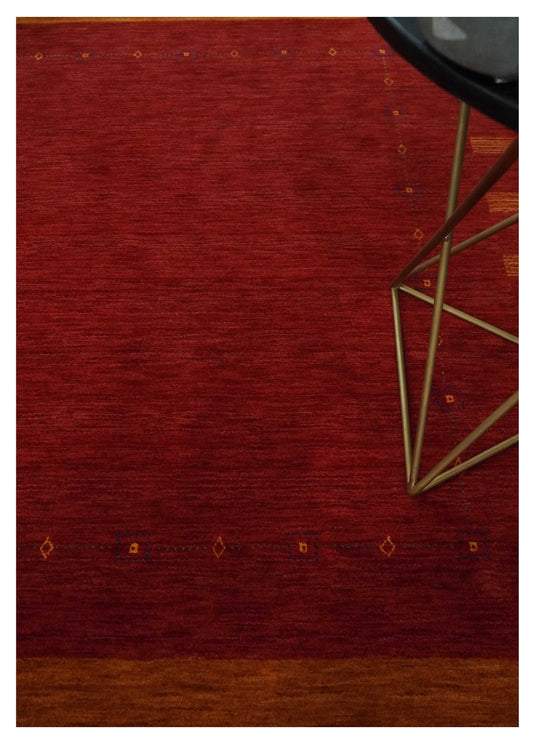 Hand Woven Red, Gold and Brown Wool southwestern Lori area rug, 6x8