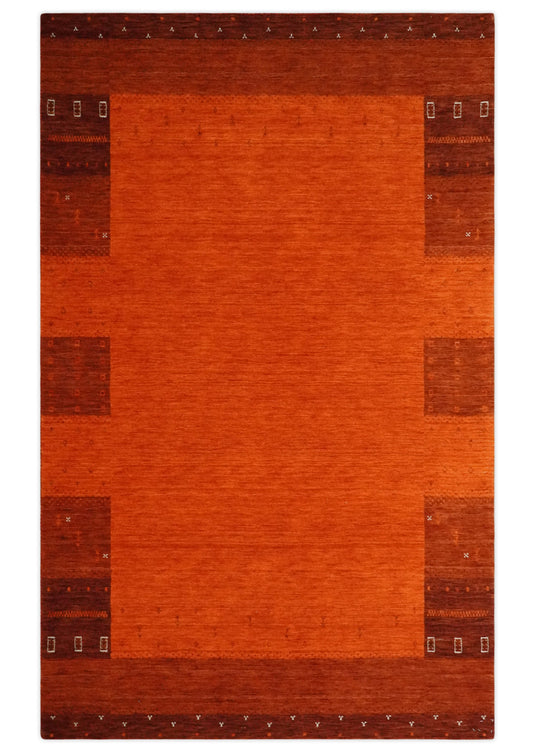 Hand Woven Red and Rust Wool southwestern Lori area rug, 5x8 |KNT32
