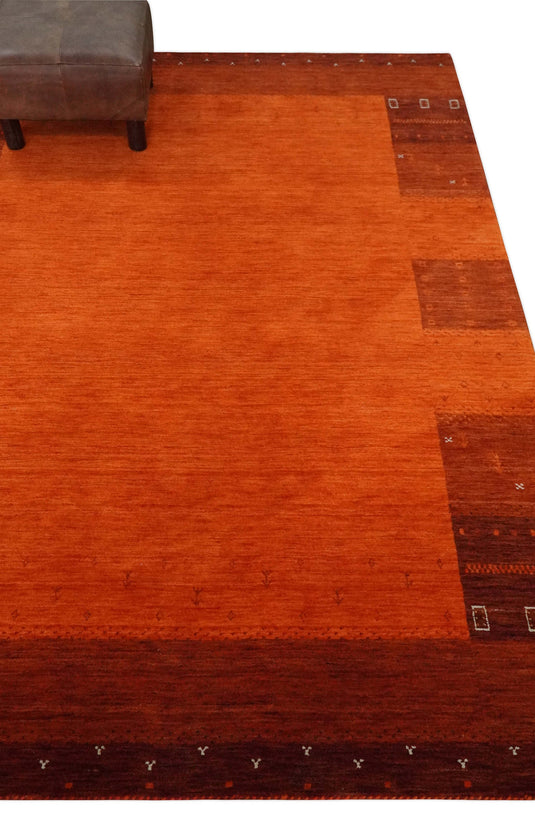 Hand Woven Red and Rust Wool southwestern Lori area rug, 5x8 |KNT32