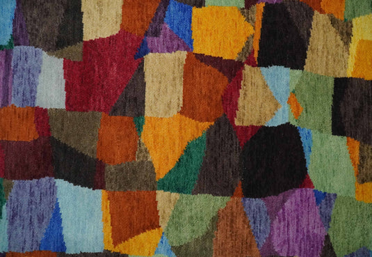 Hand Woven Multicolored abstract design Wool southwestern area rug, 5x7  |KNT35