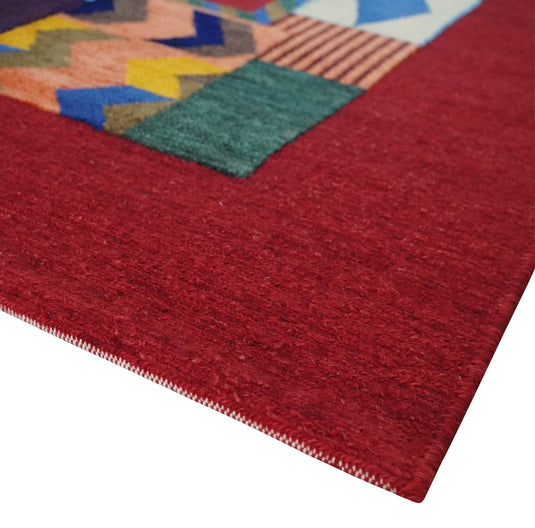 Hand Woven Multicolor Shapes Abstract Wool Southwestern Lori Gabbeh Rug| KNT36