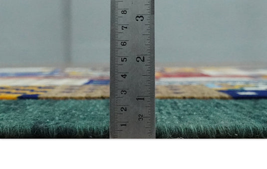 Hand Woven Multicolor Shapes Abstract Soumak loop and Cut Rug,5x7 | KNT41