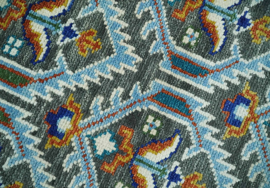 Antique Wool Charcoal, Blue and Ivory Hand Knotted 6x9, 8x10, 9x12 and 10x14 Vintage Persian Rug, Bedroom, Living Room Rug - CP948