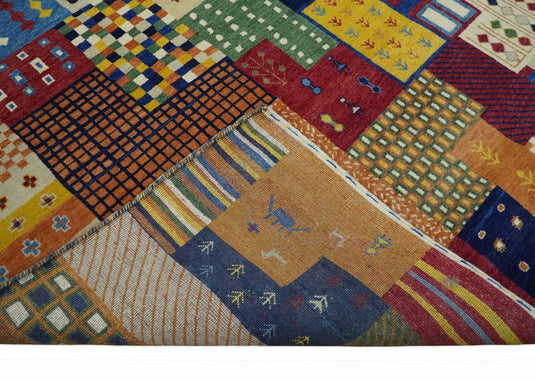 Handknotted Multicolored Shapes Modern Wool area rug, 5x7 |KNT47