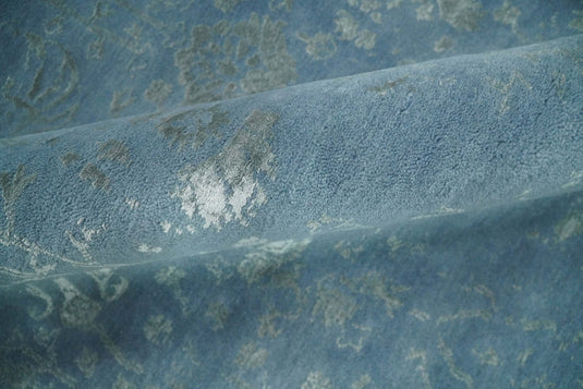 Hand Knotted Blue and Silver Traditional design Antique wool and Silk area rug, 6x9 | AGR169