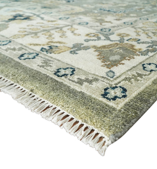 Hand knotted Antique Grey and Ivory Traditional wool area rug | CP976810