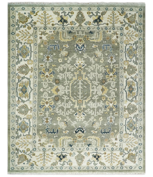 Hand knotted Antique Grey and Ivory Traditional wool area rug | CP976810