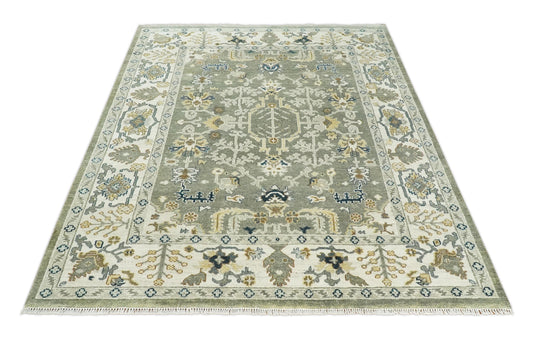 Hand knotted Antique Grey and Ivory Traditional wool area rug | CP976810