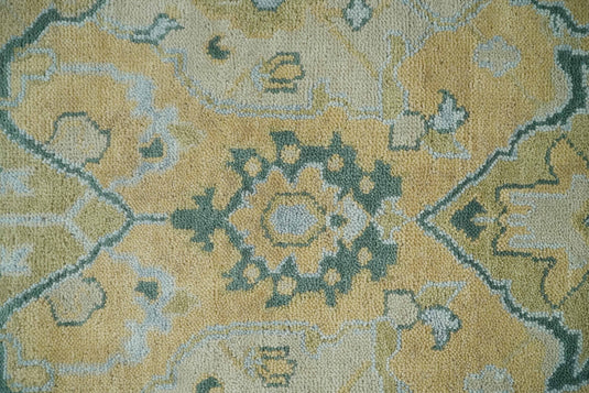 Hand Knotted Beige and Blue Traditional Antique Oushak wool area rug| CP1085912