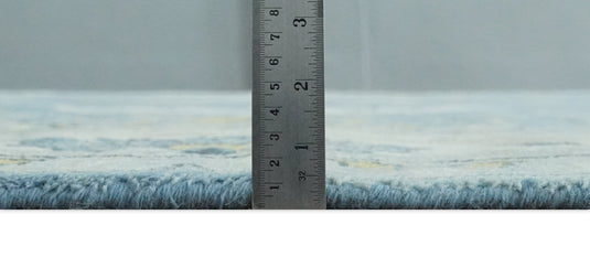 Hand Knotted Vintage Oriental Blue, Ivory and Beige Oushak Wool Area Rug | CP1100810