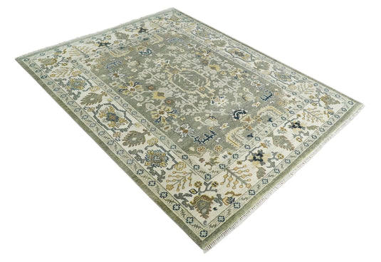 Hand knotted Antique Grey and Ivory Traditional wool area rug | CP976810
