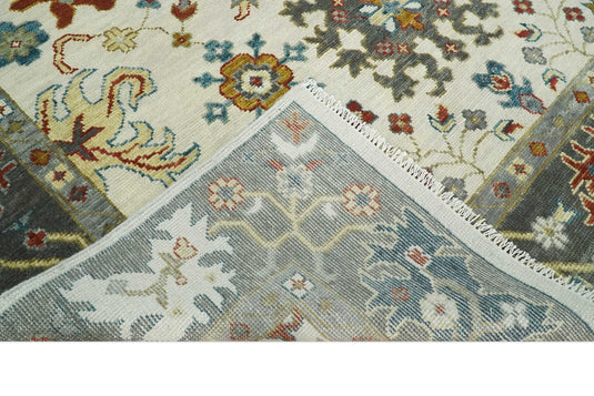 Hand Knotted Antique Ivory and Grey floral traditional wool area rug | CP978810