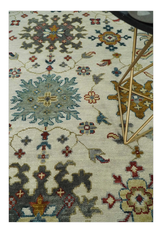 Hand Knotted Antique Ivory and Grey floral traditional wool area rug | CP978810