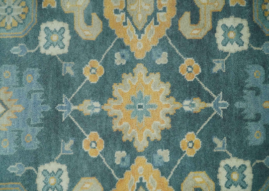 Hand Knotted Blue, Ivory, Beige Traditional Antique Oushak Wool area Rug | CP1084912