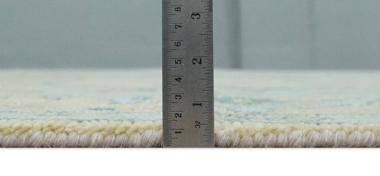 Hand Knotted Beige and Blue Traditional Antique Oushak wool area rug| CP1085912