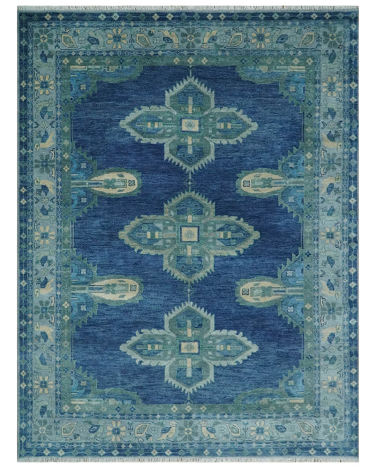 HandKnotted Heriz Serapi Rug Blue, Silver and Brown Ideal for Living, Bedroom, and Dining Rooms 5x8, 6x9, 8x10, 9x12 and 10x14 Wool Rug