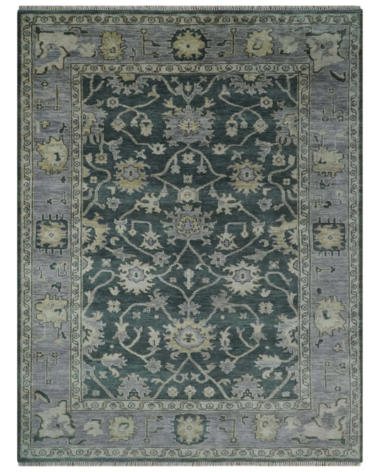 Hand Knotted Traditional Oushak Rug Grey and Charcoal Multi Size Ideal for Living, Bedroom, and Dining Room