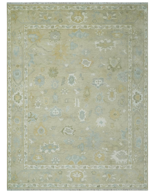 Hand Knotted Traditional Oushak Rug Beige and Ivory Multi Size Ideal for Living, Bedroom, and Dining Rooms |CP1722