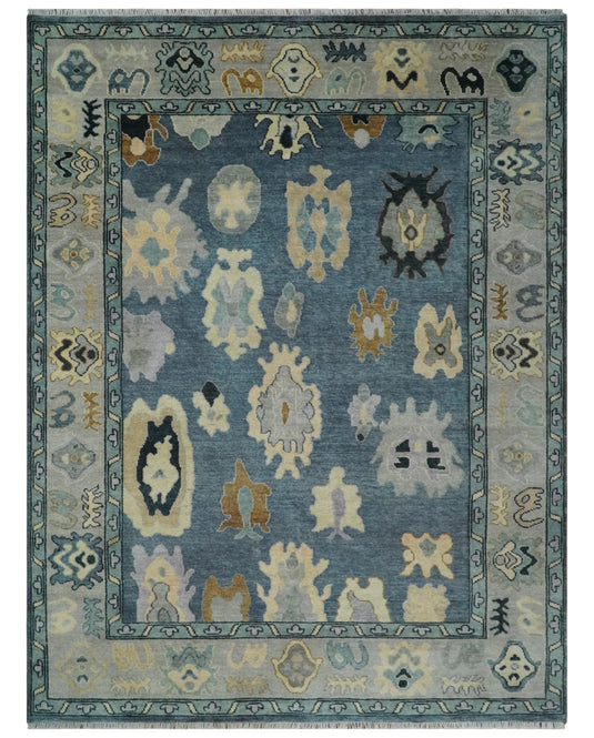 Antique look Hand knotted Blue, Silver and Beige Multi size wool Area Rug