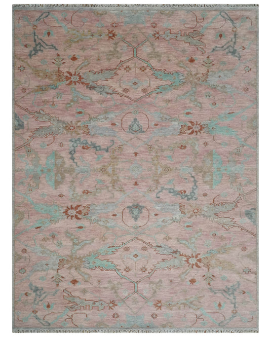 Light Pink Hand knotted Oriental Oushak Multi size wool Area Rug