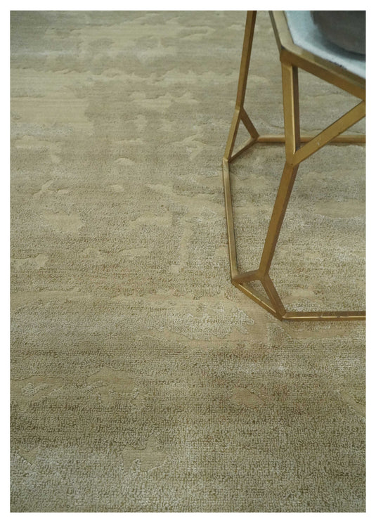 Abstract Pattern Hand knotted Light Brown and Gray 4x6 ft Bedroom, Living Room Rug Wool and Art Silk Area Rug