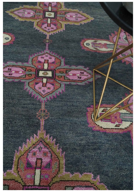 Hand Knotted Heriz Serapi Rug Grey and Pink 6x9 ft Ideal for Living, Bedroom, and Dining Rooms | CP191169