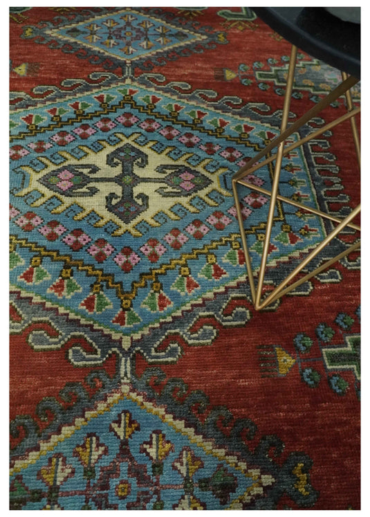 Hand Knotted Heriz Serapi Rug Rust and Green 8x10 ft Ideal for Living, Bedroom, and Dining Rooms | CP1906810