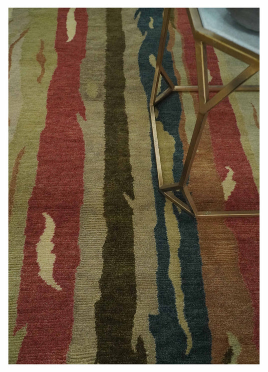 Abstract Hand Knotted Multi Color 5x8 ft Bedroom, Living Room Rug Wool Area Rug