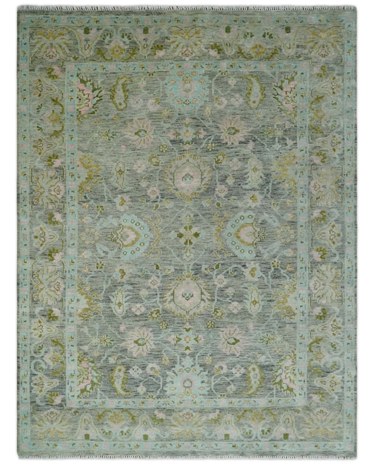 Antique Look Hand Knotted Oriental Oushak Rug Grey and Green Multi Size Ideal for Living, Bedroom, and Dining Rooms | CP1780