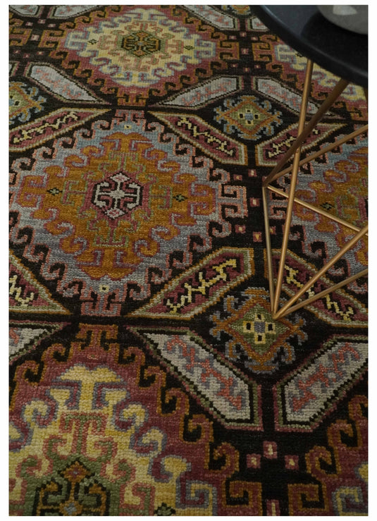 Gold, Black and Brown Hand knotted Multi Size Oriental wool Area Rug