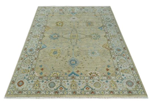 Persian Hand Knotted Oriental Oushak rug Beige and Ivory Multi Size Ideal for Living, Bedroom, and Dining Rooms |CP1205