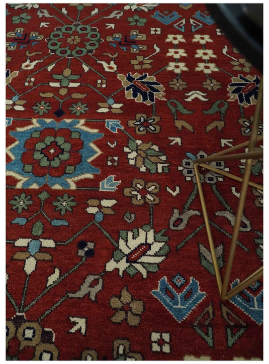 Traditional Oriental Oushak Hand knotted Red and Ivory 8x10 and 9x12 ft Bedroom, Living Room Rug ,wool Area Rug